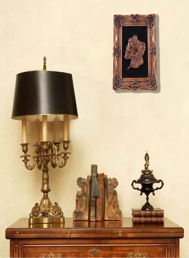 SIKOO Skull Ornaments Gothic Wall Sculpture Vintage Wall Sculptures Antique Wall Art Hand Painted Wall Hanging Skull Decoration Antique Pediment Wall Statue Gallery,Bronze Gold - Image 3